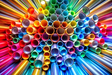 Many colorful tubes, drinking straws for beverages, cocktails background