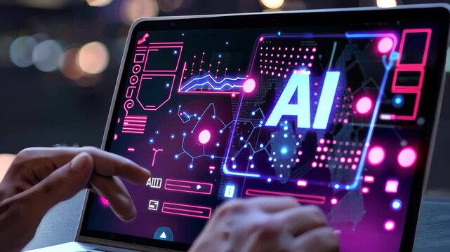 Artificial Intelligence AI Digitalant architect creating artificial intelligence web design with a virtual screen interface.