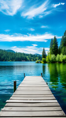 Obraz premium Serene Beauty of The Untouched Lake Encapsulated in Bright Daylight