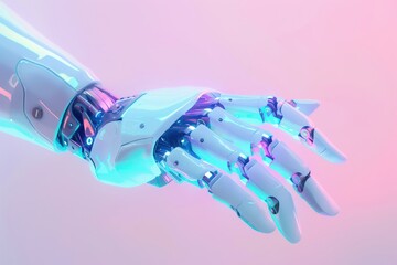 A robotic hand with glowing lights on it, generative ai image