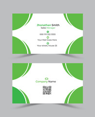 Creative Business card template. Visiting card with company logo. Vector illustration, modern business card design. double sided business cards. flat green business card design.