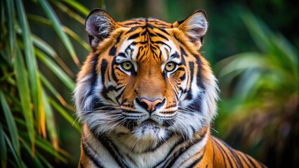 Obraz premium Close-up photo of a majestic tigre in the wild , Tiger, wildlife, predator, feline, carnivore, jungle, nature