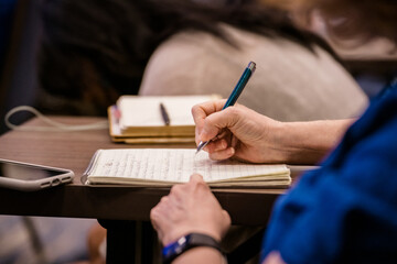 Taking notes at a conference