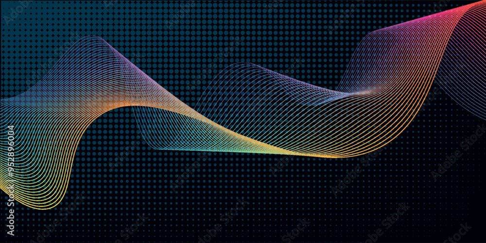 Poster abstract colorfull wave element for design. digital frequency track equalizer. stylized line art bac