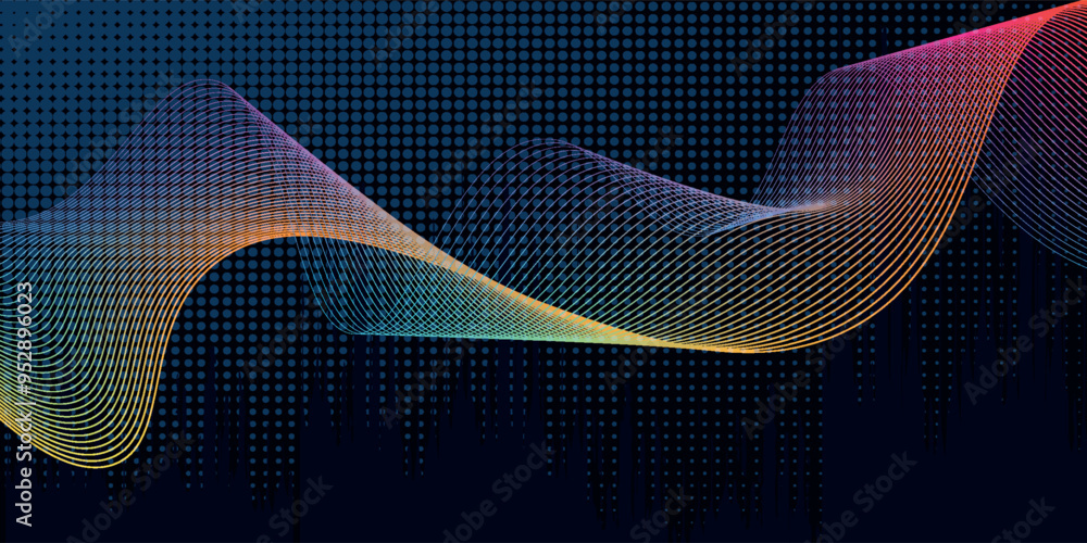 Poster abstract colorfull wave element for design. digital frequency track equalizer. stylized line art bac