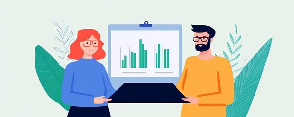 Fototapeta premium Couple setting a monthly financial goal and tracking their progress, financial milestones, shared planning