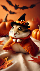 Adorable hamster Witch in Halloween Spirit