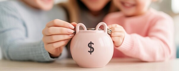 Family setting up a separate savings account for a specific goal, goal-oriented saving, financial focus