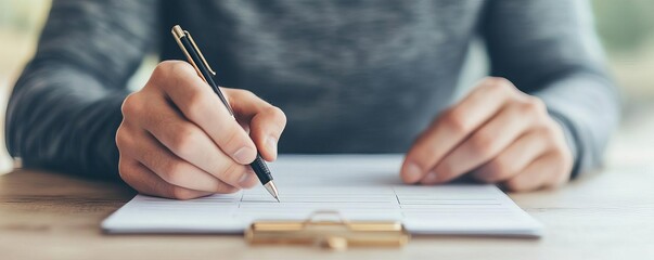 Man creating an expense log for tracking every dollar spent, detail orientation, financial accountability