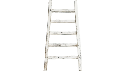 White wooden ladder isolated on white background