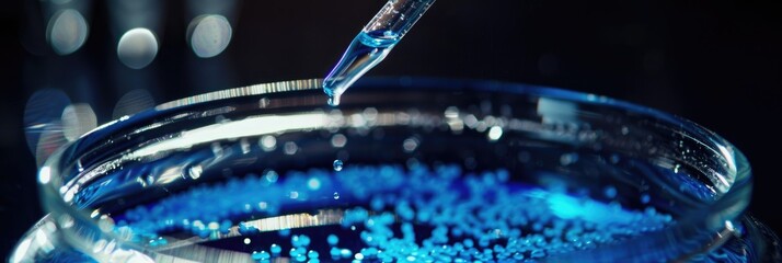 Experimenting with high molecular DNA in agarose gel by introducing trace amounts of blue DNA with a fine pipette.