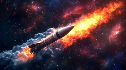 Fototapeta premium A Spacecraft Ascends Through a Starry Sky