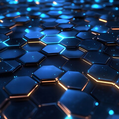 Obraz premium Abstract Blue Hexagon Design Glowing Pattern with Dynamic Visual Effects
