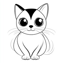 Fototapeta premium A delightful and simple cat coloring page perfect for a 2-year-old, encouraging creativity and fine motor skills in young children as they explore their artistic side