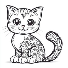 Obraz premium A delightful coloring page featuring a simple and adorable cat suitable, perfect for inspiring creativity and artistic expression
