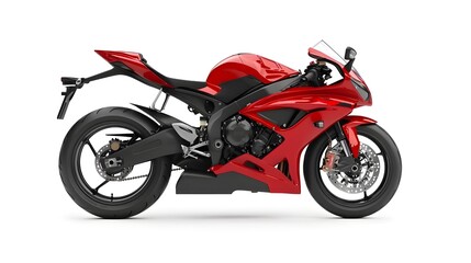 A powerful motorcycle in a static pose on a white background, emphasizing its sporty design and sleek features. The bike is shown in a side view, highlighting its details.