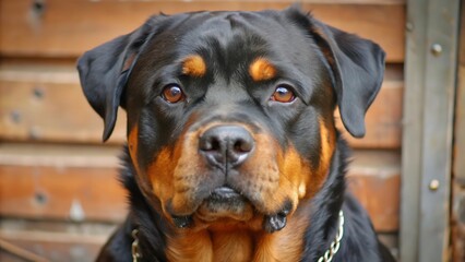 Fototapeta premium Adorable Devoted Purebred Rottweiler