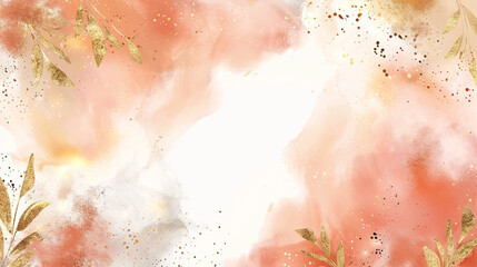 Abstract watercolor frame background vector. Modern art with gold foil