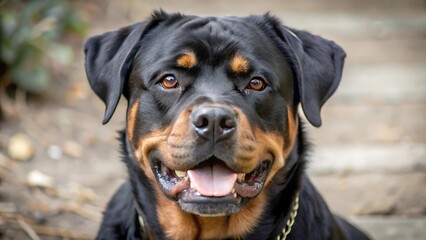 Obraz premium Adorable Devoted Purebred Rottweiler