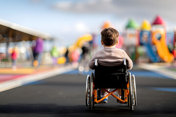 Obraz premium Child in a Wheelchair at the Park | Inclusive Play and Outdoor Fun in a Welcoming Environment