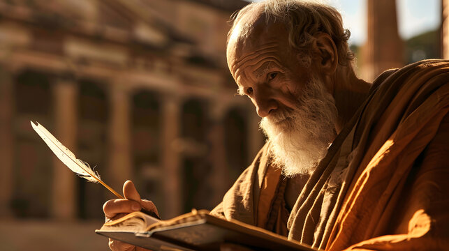 Seneca the Philosopher Journaling | Ancient Stoic Wisdom and Thoughtful Reflection in Writing