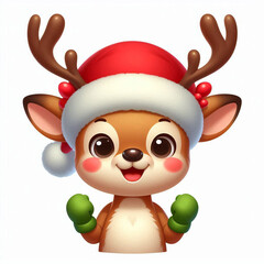 Beautiful Little Deer with Santa Hat &ndash; AI Art for New Year Celebrations