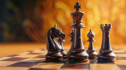Chess game with vintage color background. 