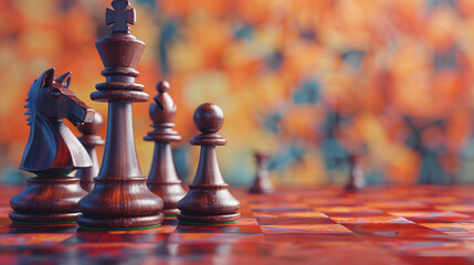 Chess game with vintage color background. 