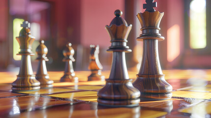 Chess game with vintage color background. Strategy and tactic concept 