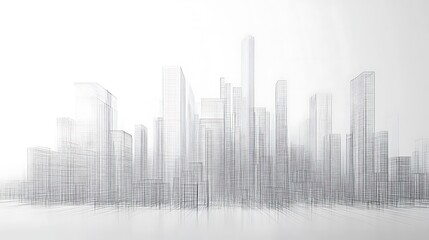 Naklejka premium A Wireframe Sketch of a Modern Cityscape