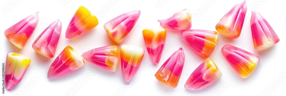 Wall mural Pink Candy Corn on a White Background