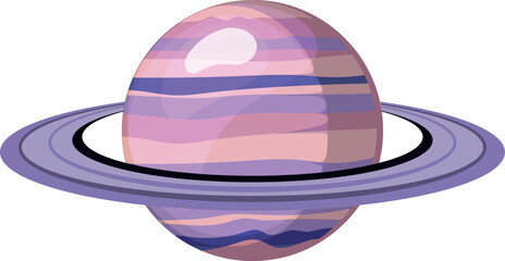 Planet with ring cartoon icon. Space body symbol