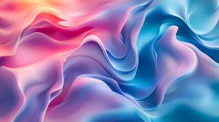 Obraz premium Vibrant abstract composition featuring fluid flowing waves in soft pastel gradients airy dreamlike luminous atmosphere with gentle curves. Dreamlike. Illustration
