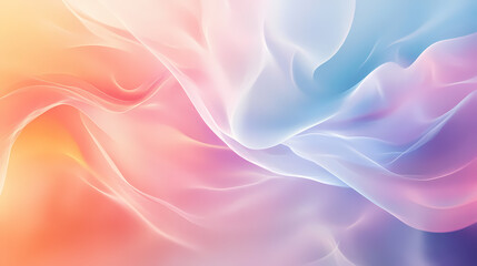 Obraz premium Vibrant abstract composition featuring fluid flowing waves in soft pastel gradients airy dreamlike luminous atmosphere with gentle curves. Dreamlike. Illustration