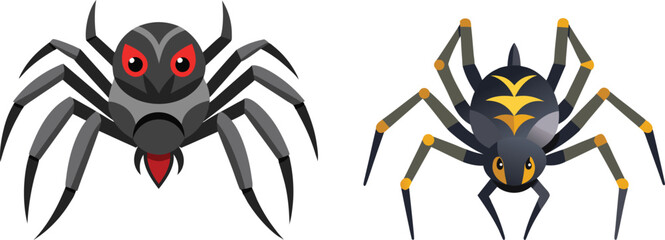 Spider Animal flat vector illustration on white background. 