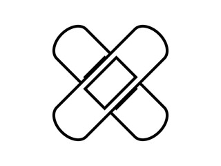 ミニマルな絆創膏ばってんアイコンC：黒