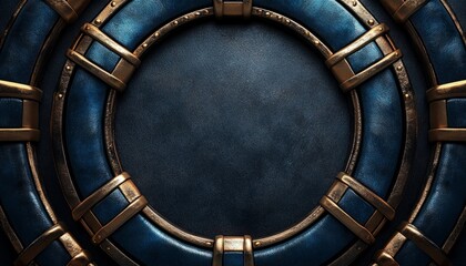 Circular Metal Frame with Blue and Gold Accents