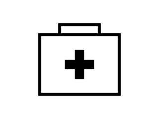 Obraz premium シンプルな十字マーク救急箱アイコンK：黒線