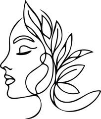 women line art luxury flower beauty skin care logo design	