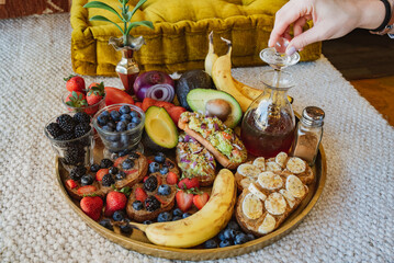 Breakfast Toast, Avocado, Berry, Banana Toast at Cafe Coffee Shop