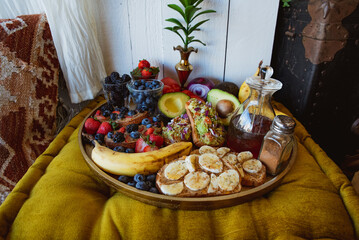 Breakfast Toast, Avocado, Berry, Banana Toast at Cafe Coffee Shop