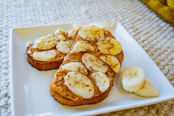 Breakfast Toast, Avocado, Berry, Banana Toast at Cafe Coffee Shop