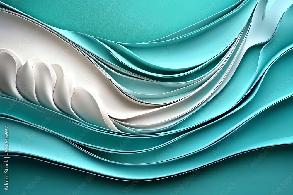 Poster mint color abstract landscape with soft gradients and serene scenes, captured in a photo where an ab