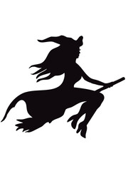 flying witch silhouette