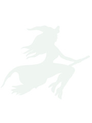 witch flying at night passing by the moon