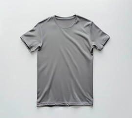 gray cotton T-shirt on a white background, mockup, copy space