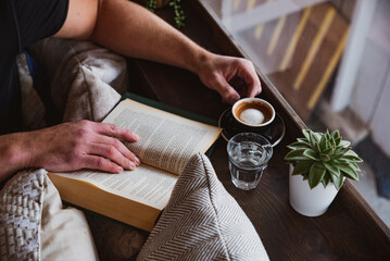 Coffee, Cortado, Latte with Latte art in Cozy Coffee Shop with Plants and Flowers