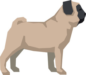 Pug standing icon. Dog breed side view