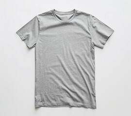 light gray T-shirt on a white background, smooth fabric, mockup image