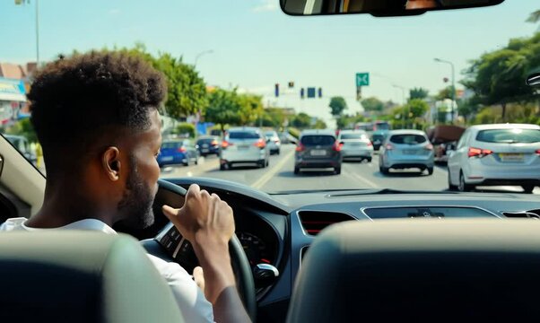 Malagasy Man Parallel Parking in Busy Urban Street